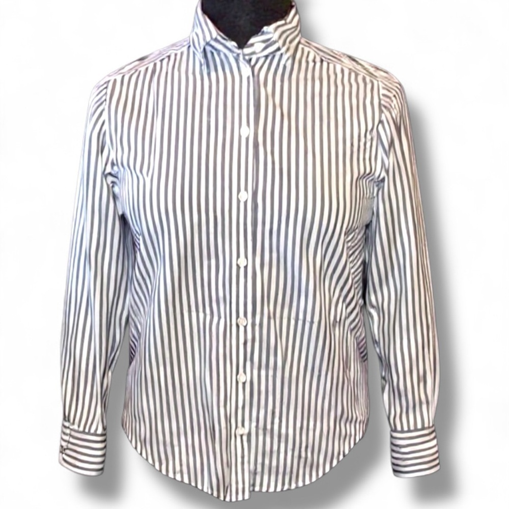 BANANA REPUBLIC Women's Medium Button-Up Shirt Grey / White